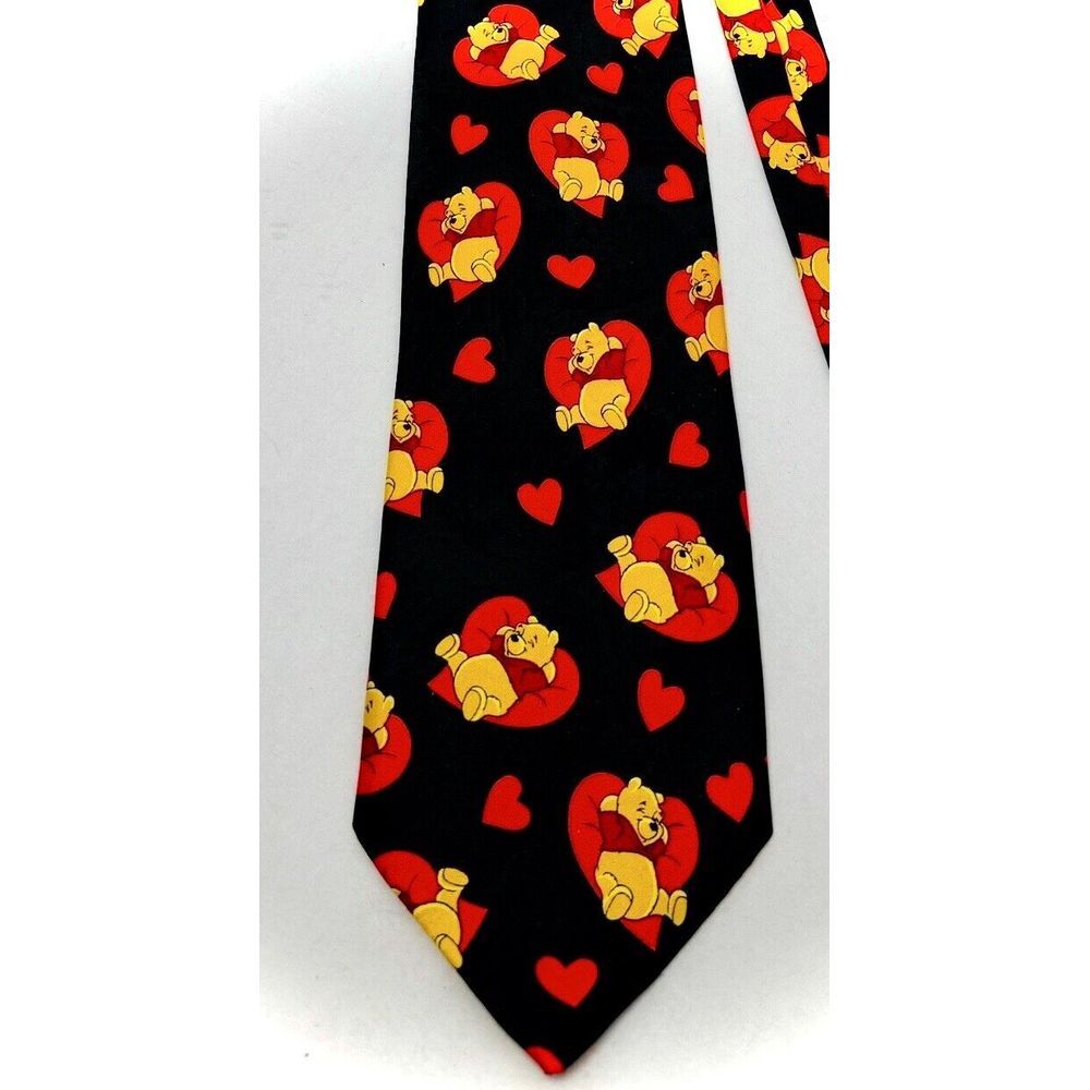 Disney‎ Winnie The Pooh Men's Tie Love Black Red Hearts